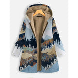 LOVEMI Coats Light blue / 2XL Lovemi -  Landscape print long sleeve hooded zipper coat