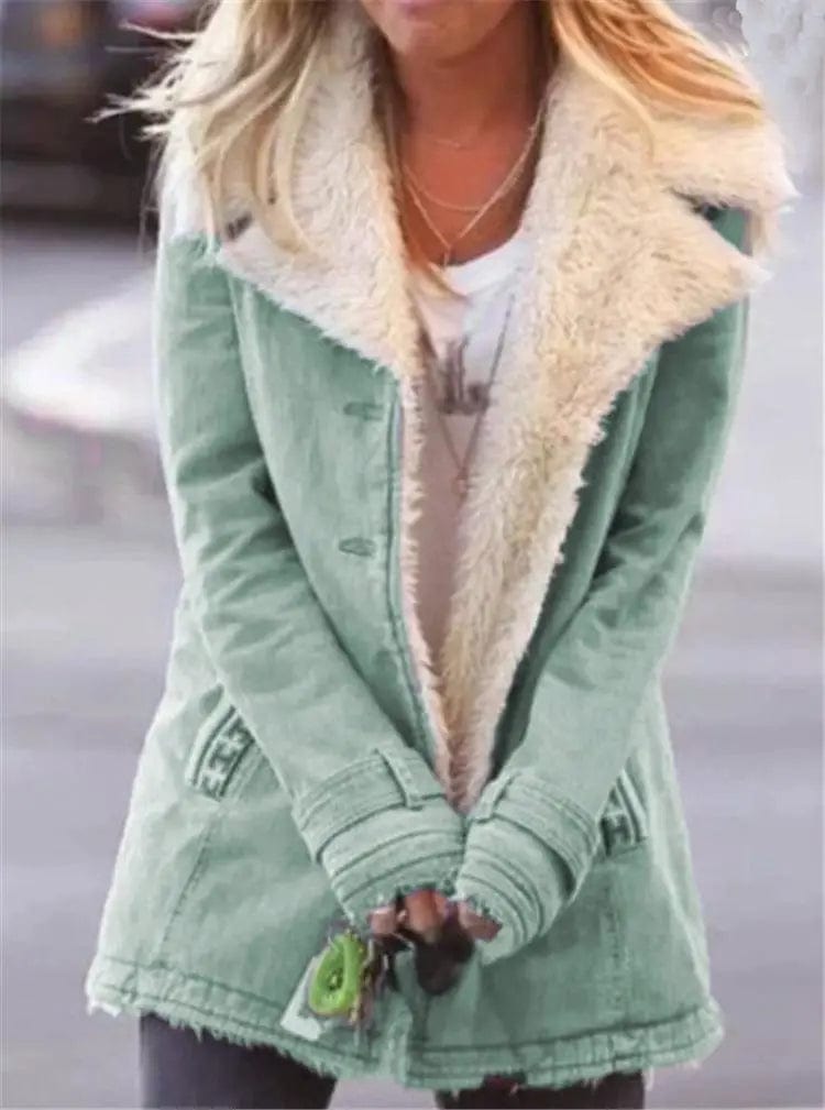 LOVEMI Coats Light green / S Lovemi -  Women Plus Size Warm Coats Composite Plush Button Lapels