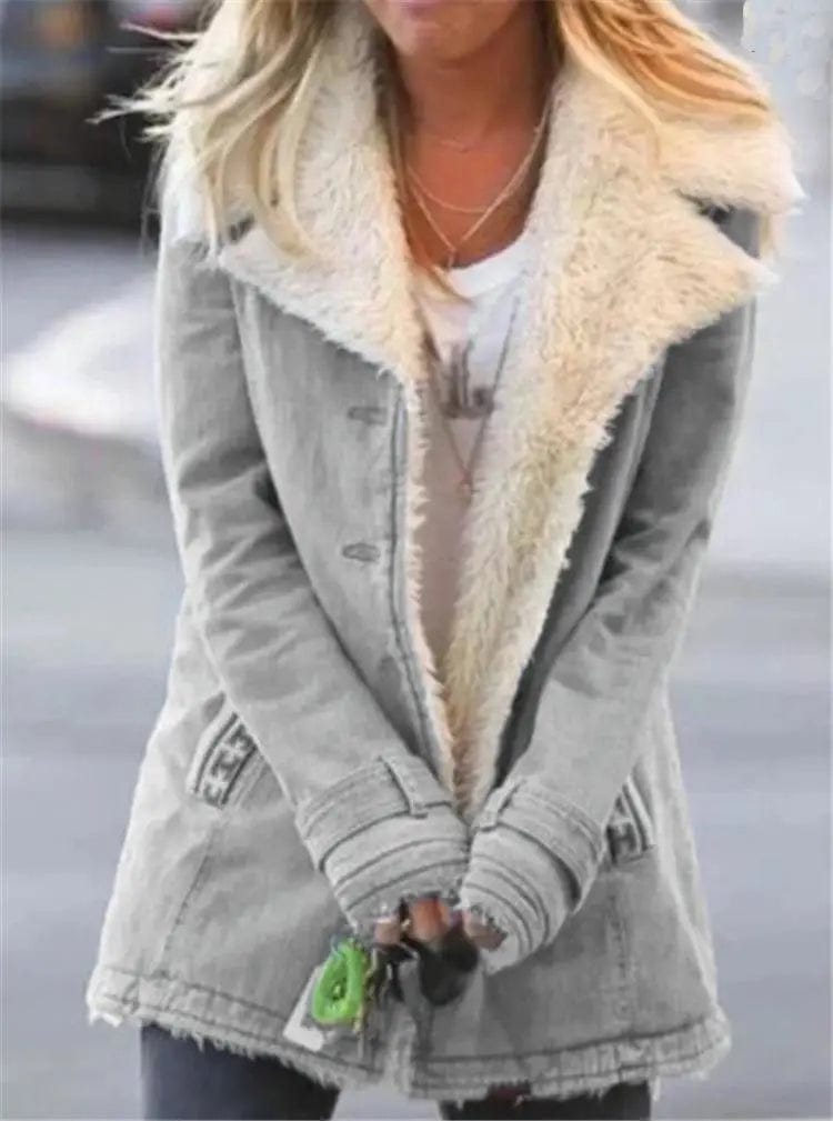 LOVEMI Coats Light grey / 4XL Lovemi -  Women Plus Size Warm Coats Composite Plush Button Lapels