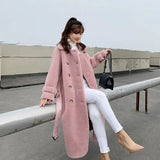LOVEMI  Coats Light pink / XS Lovemi -  Large Grain Sheep Sheared Leather Jacket Women