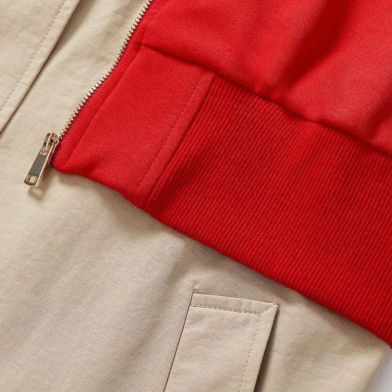 LOVEMI  Coats Lovemi -  Fashionable Color Contrast Design Mid-length Fake Two-piece