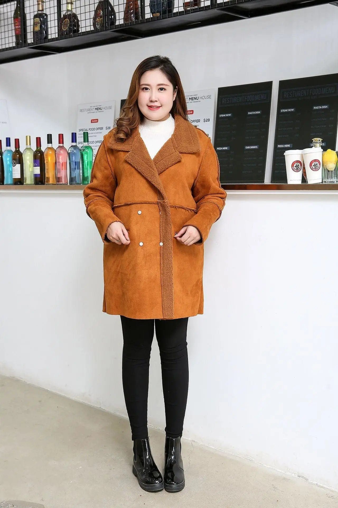 LOVEMI  Coats Lovemi -  Fattening and Cashmere Coat Loose Medium Length Cotton