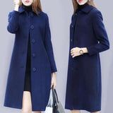 LOVEMI  Coats Lovemi -  Mid-length Hepburn Style Slim Slim Woolen Coat