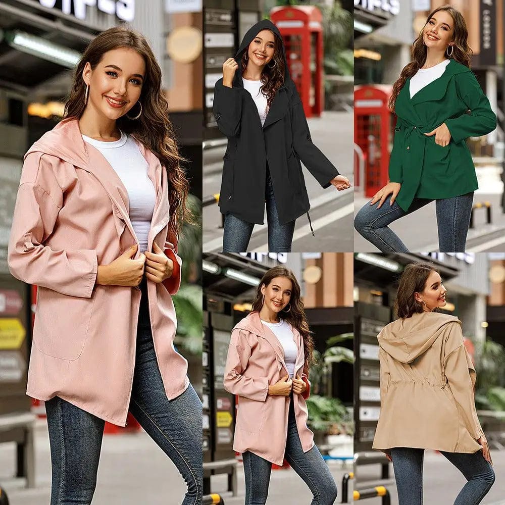 LOVEMI  Coats Lovemi -  Solid color mid-length hooded trench coat
