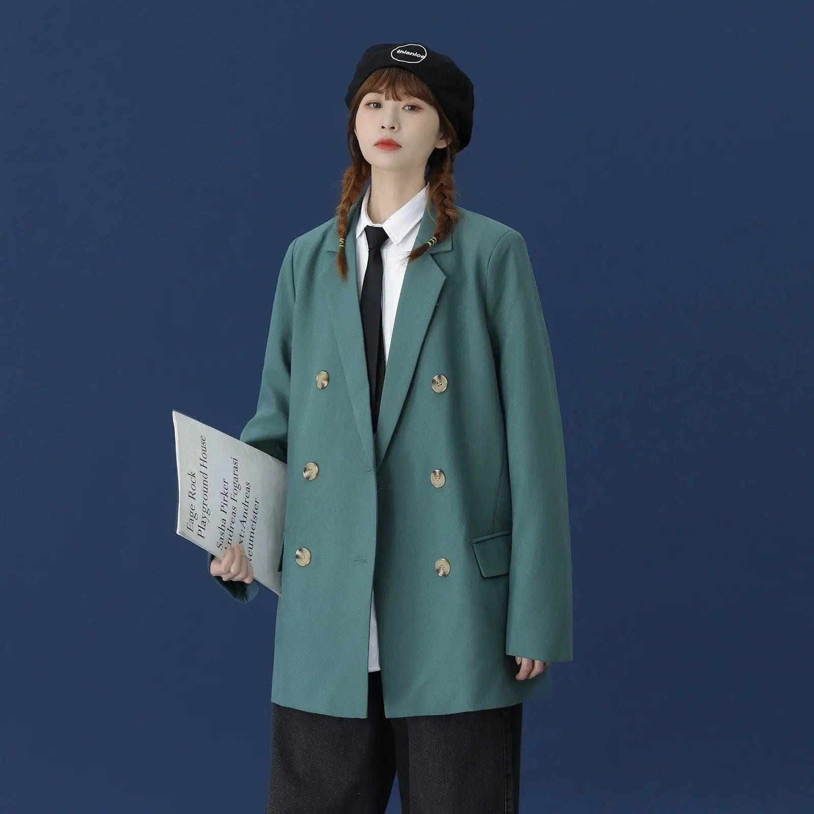 LOVEMI Coats Monet Green / M Lovemi -  Large Loose Korean Style Long-sleeved Shirt Casual Suit