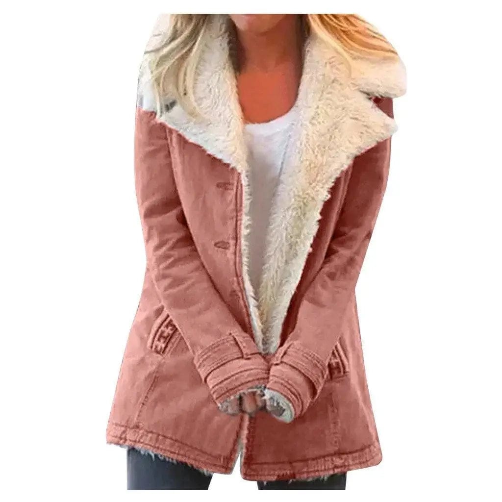 LOVEMI Coats Pink / 3XL Lovemi -  Women Plus Size Warm Coats Composite Plush Button Lapels