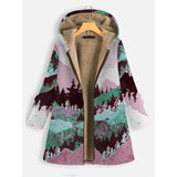 LOVEMI Coats Pink / 4XL Lovemi -  Landscape print long sleeve hooded zipper coat