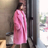 LOVEMI  Coats Pink / L Lovemi -  Women's Fur And Lamb Woolen  Long Coat