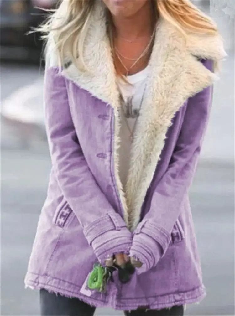LOVEMI Coats Purple / 4XL Lovemi -  Women Plus Size Warm Coats Composite Plush Button Lapels