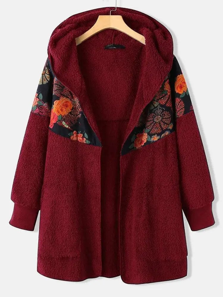 LOVEMI Coats Red / 2XL Lovemi -  Hooded Zipper Printed Long-sleeved Double-faced Fleece