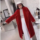 LOVEMI  Coats Red / M Lovemi -  Women's Fur And Lamb Woolen  Long Coat