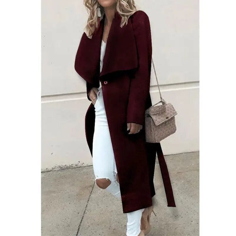 LOVEMI  Coats Red / S Lovemi -  Loose Autumn And Winter Long-Sleeved Woolen Coat For