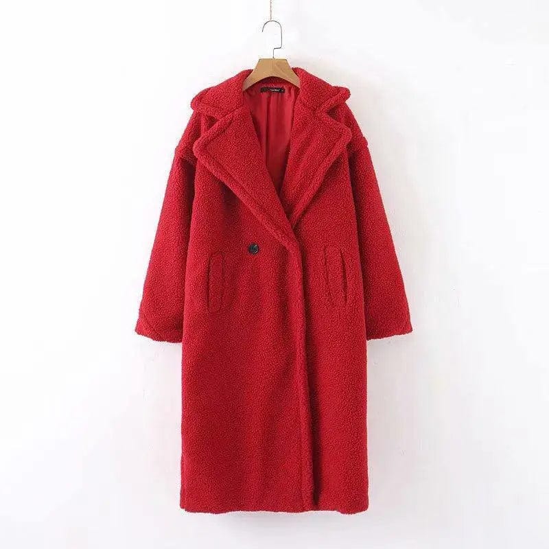 LOVEMI Coats Red / S Lovemi -  Mid-length lamb fur coat trench coat