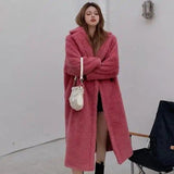 LOVEMI Coats Rose Red / One size Lovemi - Plush Mid-Length Coat for All-Season Warmth
