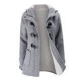 LOVEMI Coats Shallow Gray Wool / 5XL Lovemi -  Horn leather buckle jacket