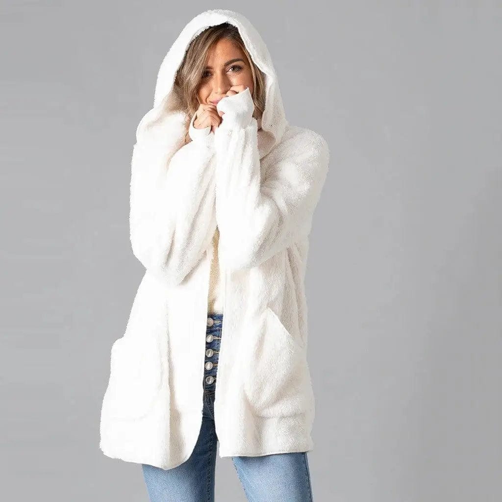 LOVEMI  Coats White / 2XL Lovemi -  Women's hooded plush coat