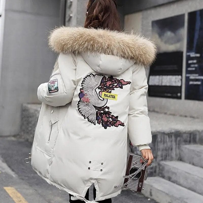 LOVEMI  Coats White / 3XL Lovemi -  Leisure embroidered printed down jacket