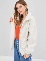 LOVEMI Coats white / L Lovemi -  Lamb zipper coat