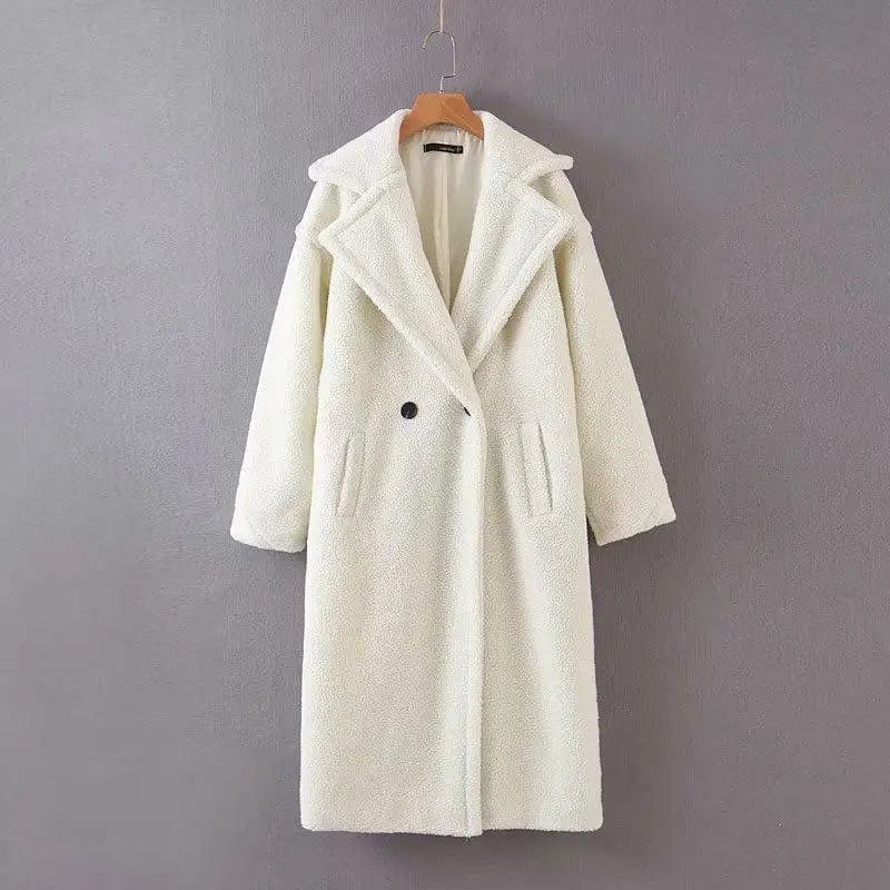 LOVEMI Coats White / L Lovemi -  Mid-length lamb fur coat trench coat