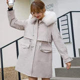 LOVEMI Coats White / XL Lovemi -  Winter style overcomes short fox hair long sleeve