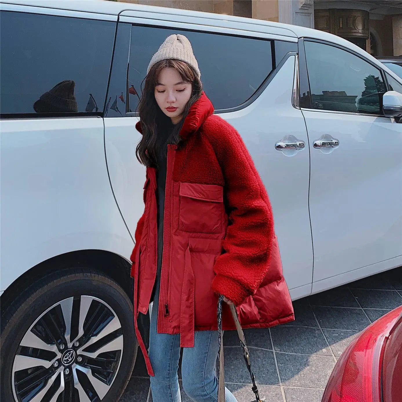 LOVEMI  Coats Winered / L Lovemi -  Real shot autumn and winter New lamb fur coat women's Korean