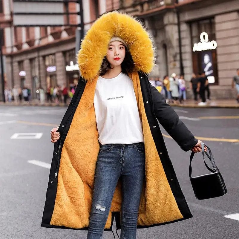 LOVEMI  Coats Yellow / L Lovemi -  Large fur collar down padded jacket