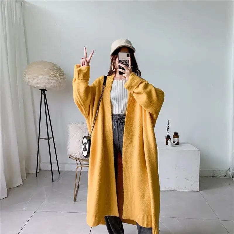 LOVEMI Coats Yellow / One size Lovemi -  Solid color thick thread knitted jacket