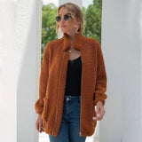 LOVEMI  Coats Yellowbrown / M Lovemi -  New Autumn And Winter Zipper Warm Sweater Outer Wear Women