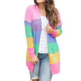 LOVEMI - Colorful rainbow stitching cardigan