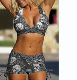LOVEMI - Conservative Bikini Ladies Skull Print Resort Swimsuit