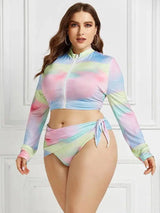 Conservative Print Bikini Ladies Split Body Long Sleeve-9-4