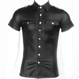 LOVEMI Costumes et Blazer Black / 2XL Lovemi -  Patent leather tight-fitting short-sleeved shirt