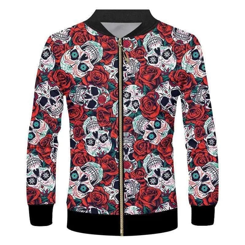 LOVEMI Costumes et Blazer Red / S Lovemi -  Rose skull long sleeve print casual jacket
