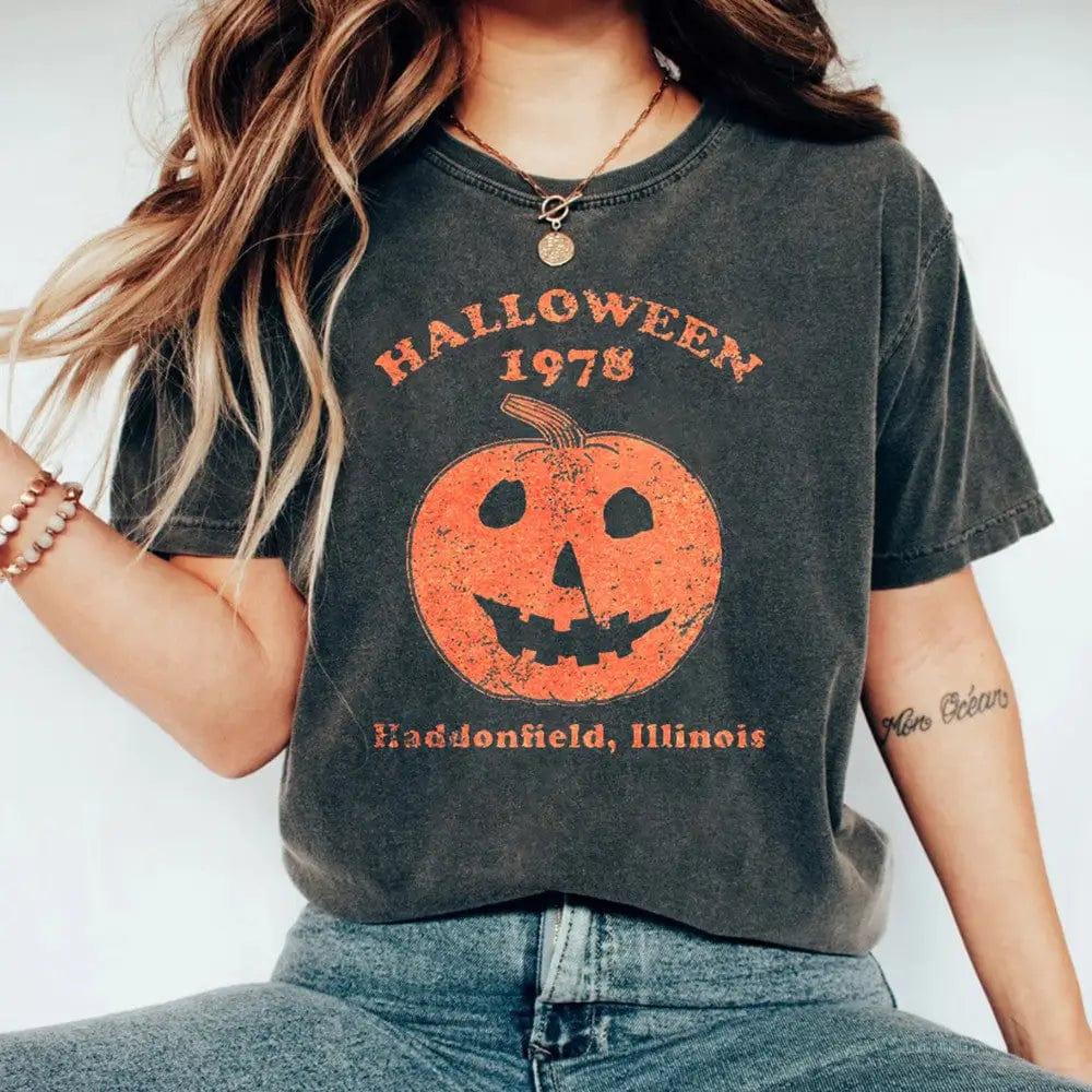 LOVEMI  Costumes halloween Black / S Lovemi -  Washed Vintage Cotton Halloween Horror Print Top