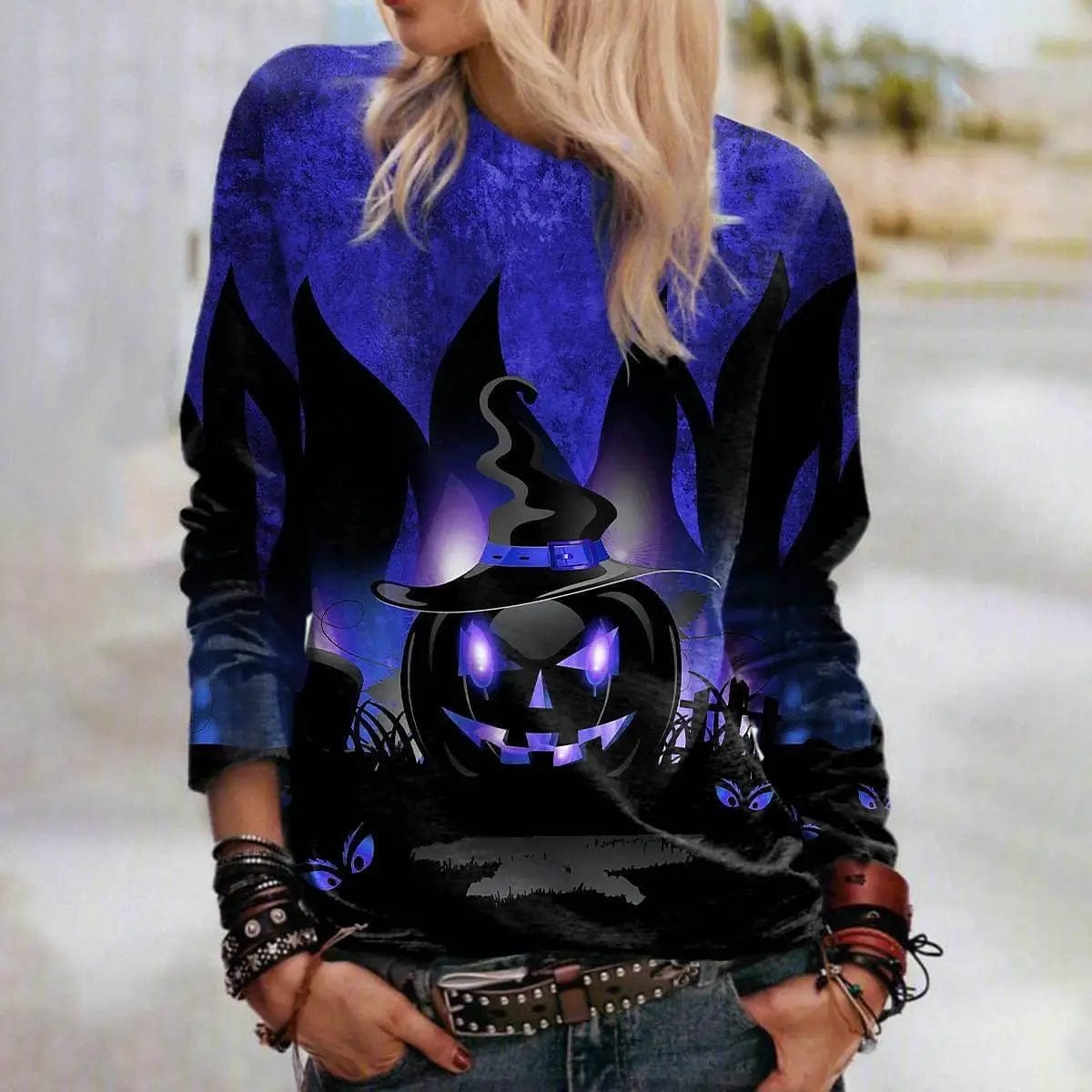 LOVEMI  Costumes halloween Blue / XS Lovemi -  Women's Halloween Printed Crew Neck Sweatshirt