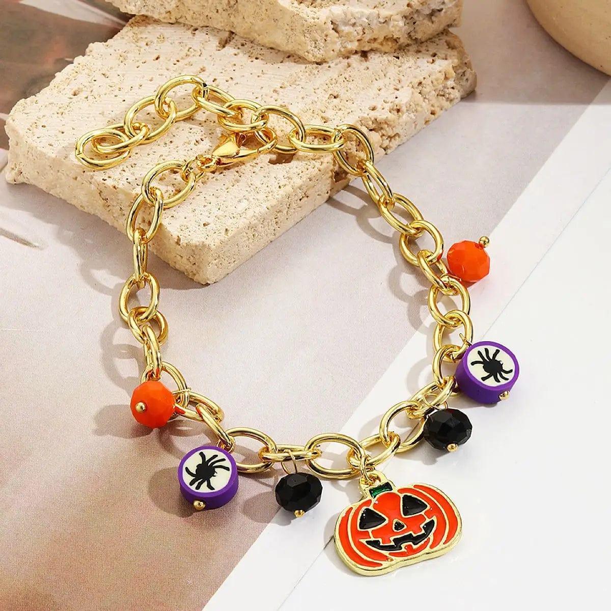 LOVEMI  Costumes halloween Lovemi -  Yellow Red Pumpkin Skull Pendant Halloween Bracelet
