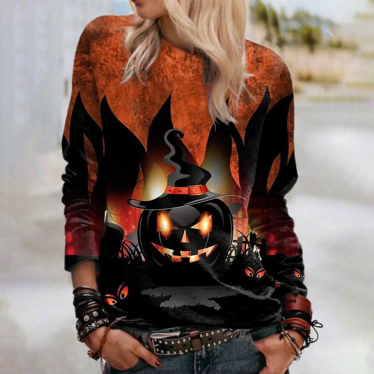 LOVEMI  Costumes halloween Orange / XS Lovemi -  Women's Halloween Printed Crew Neck Sweatshirt