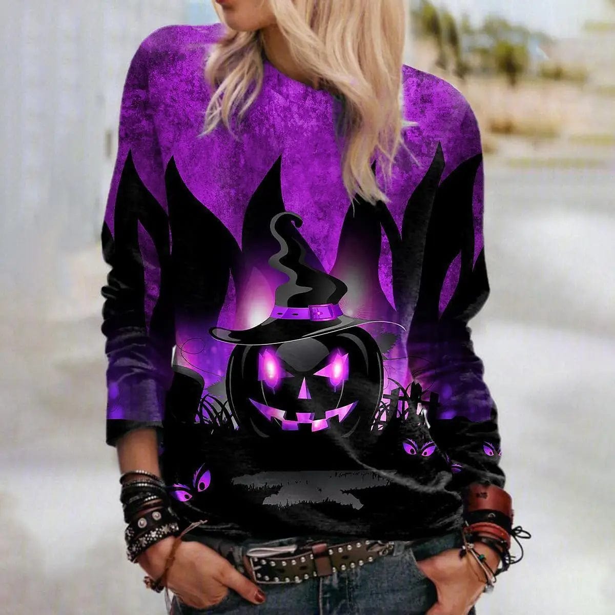 LOVEMI  Costumes halloween Purple / XS Lovemi -  Women's Halloween Printed Crew Neck Sweatshirt
