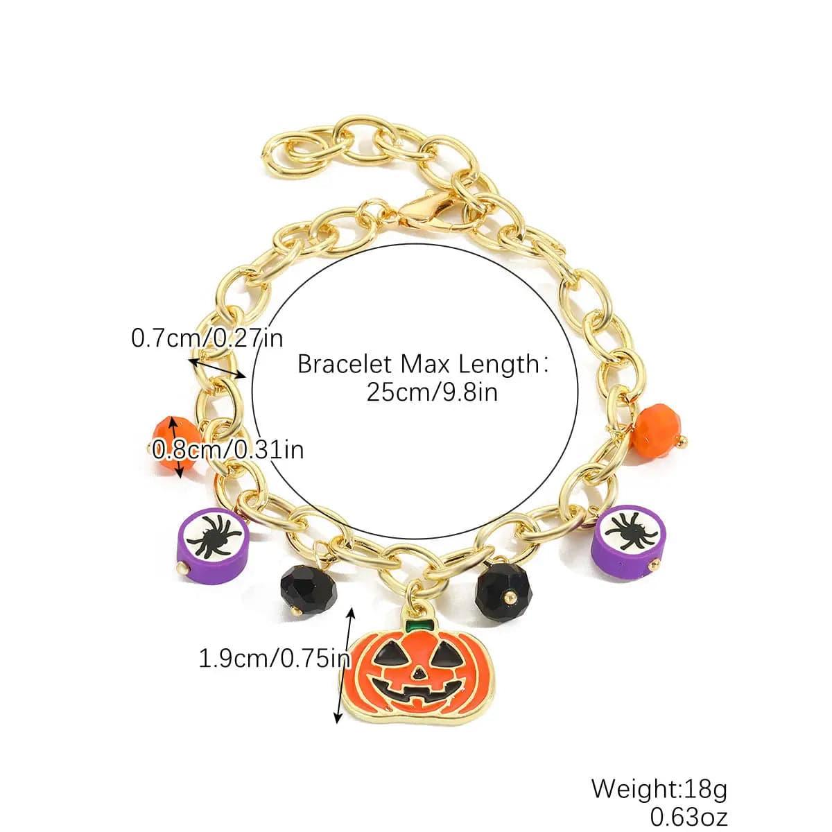 LOVEMI  Costumes halloween Thick Straps Pumpkin Head Lovemi -  Yellow Red Pumpkin Skull Pendant Halloween Bracelet