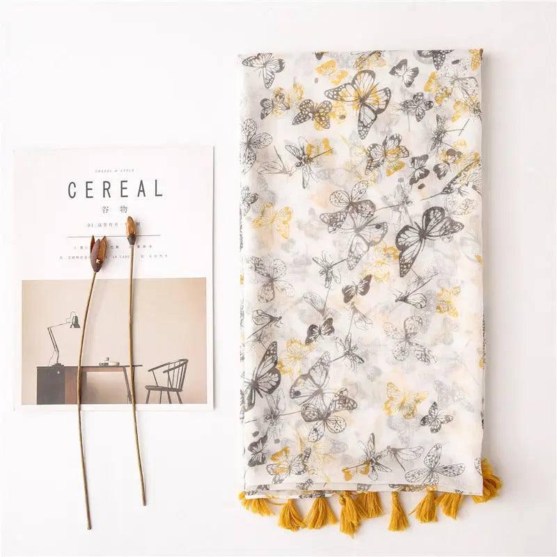 Cotton And Linen Feel Gauze Holiday Large Beach Towel-Yellow-3