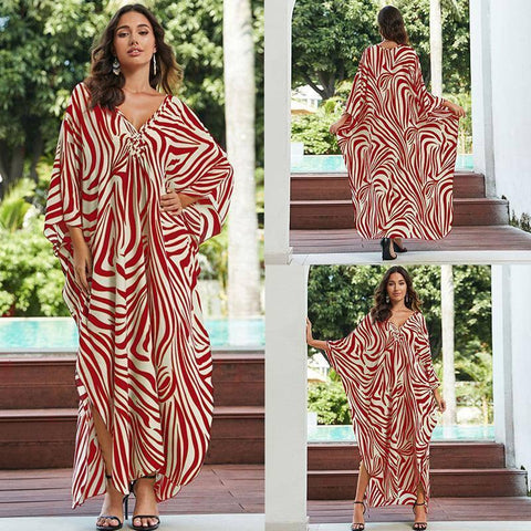 Cotton Beach Cover-up Vacation Sun Protection Long Dress-11