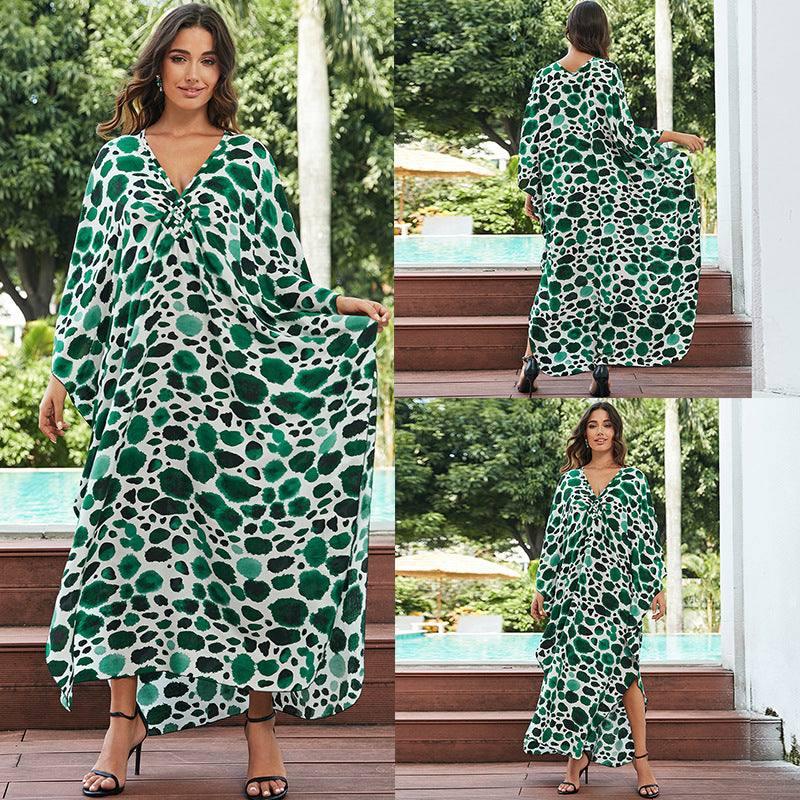 Cotton Beach Cover-up Vacation Sun Protection Long Dress-7