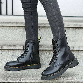 Couple Martin Boots Women Black Sewing - Boots