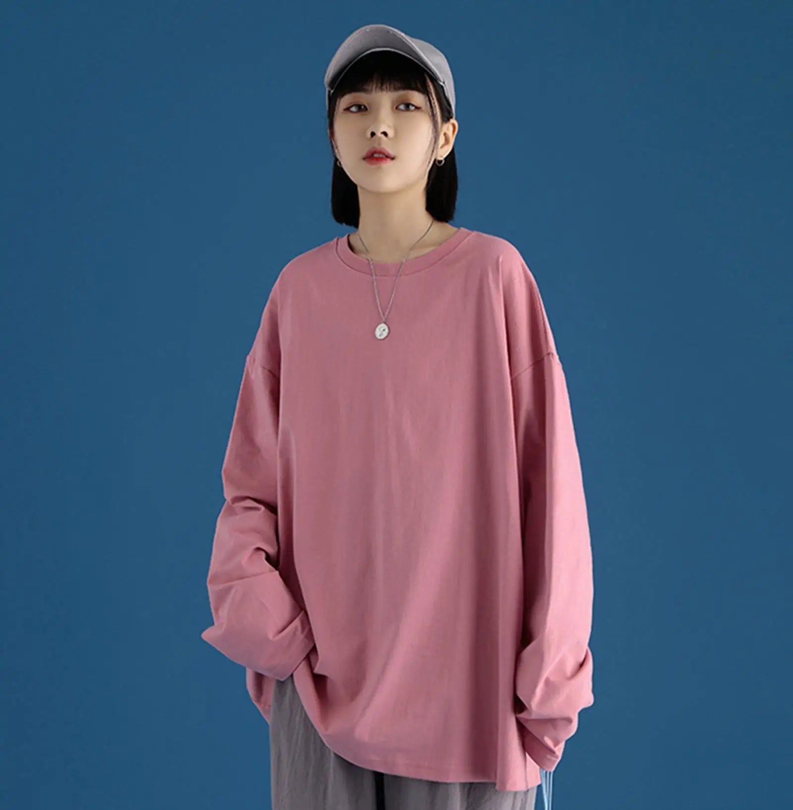 LOVEMI - Couple Solid Color Long-sleeved T-shirt