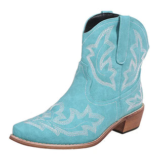 Cowboy Boots Women Embroidery Wedge Heel Shoes Western