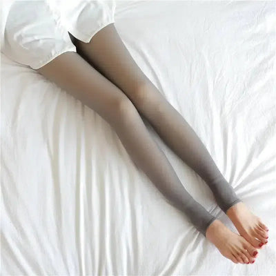 Fleece Lined Tights for Dark Skin-Grey skin foot-16