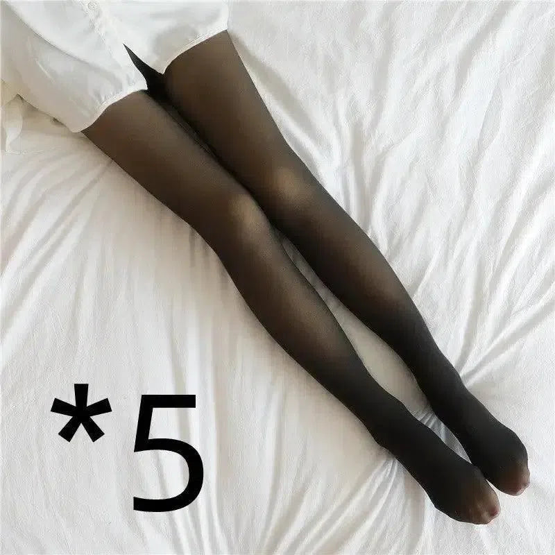 Fleece Lined Tights for Dark Skin-5pcs Black skin with feet-18