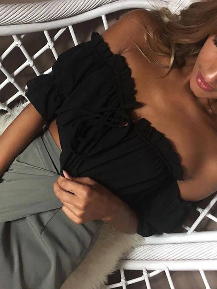 crop tops women 2019 summer lantern sleeve sexy strapless-3