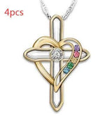 Cross Love Colorful Imitatio Gemstone Pendant Alloy Clavicle-Crosslove-3