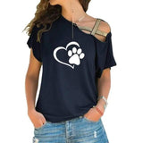 LOVEMI - Cross-shoulder cross short-sleeved T-shirt footprints